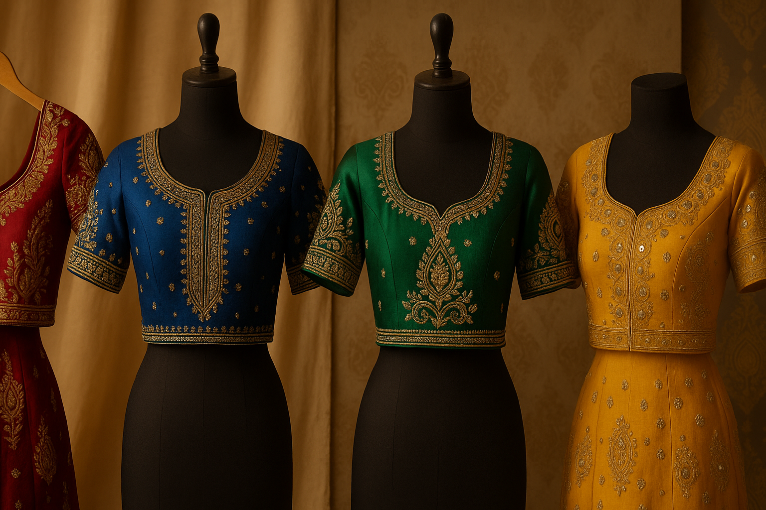 i want indian ladies blouse banner in wider resolution without text ensure image is not too dark not to light