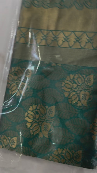 Kanjivaram Silk Saree – Blue, Green & Gold Elegance