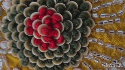 Yellow Floral Neckline Indian Suit with Pearl Embellishments