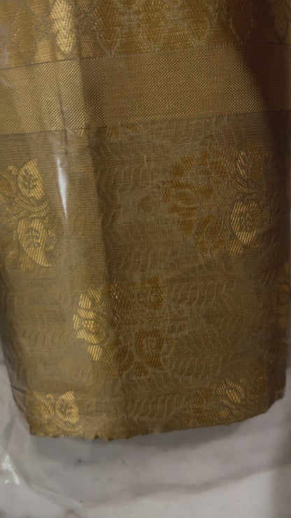 Regal Bloom Maroon & Gold Silk Saree with Green Accents